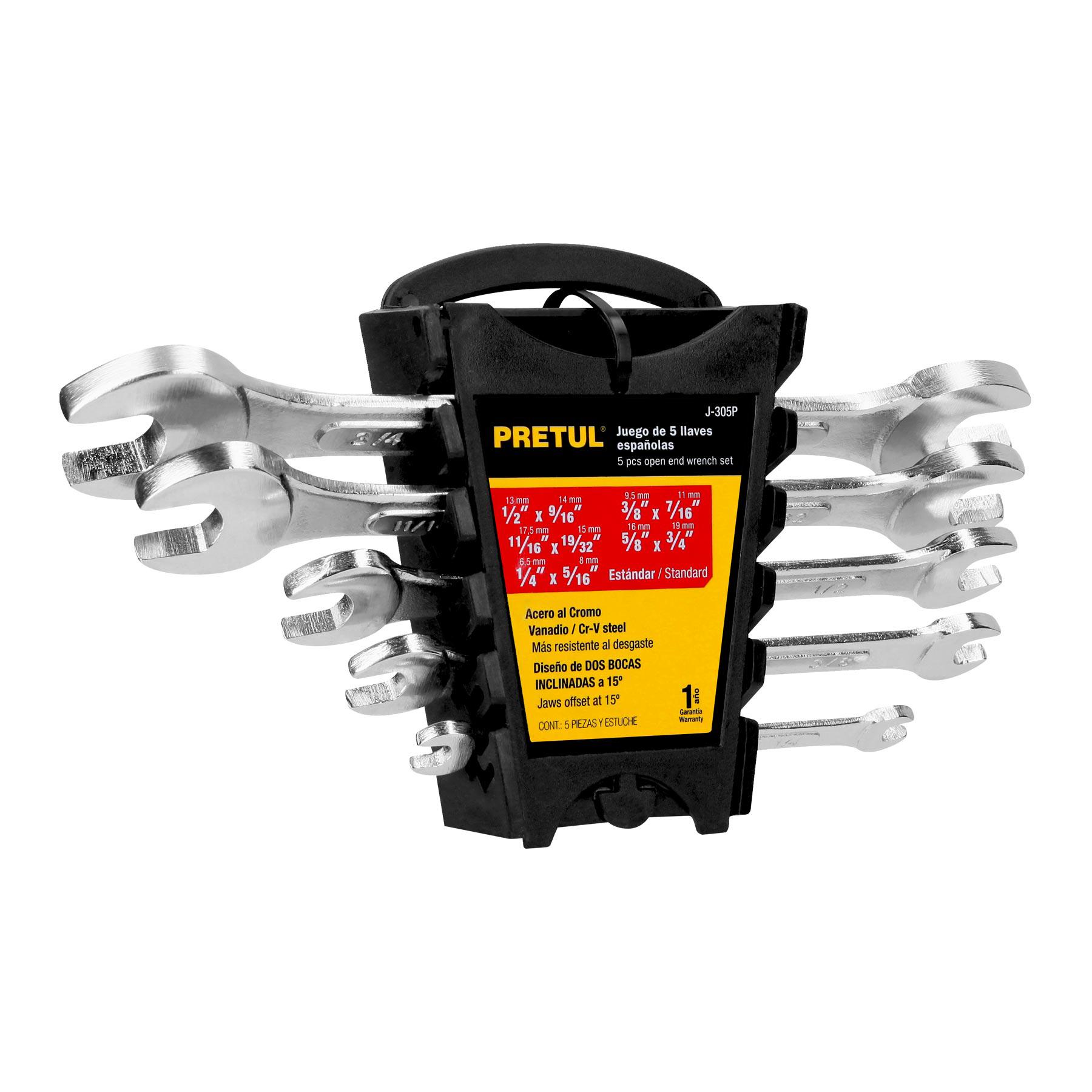 JUEGO DE 5 LLAVES ESPAÑOLAS STD, PRETUL