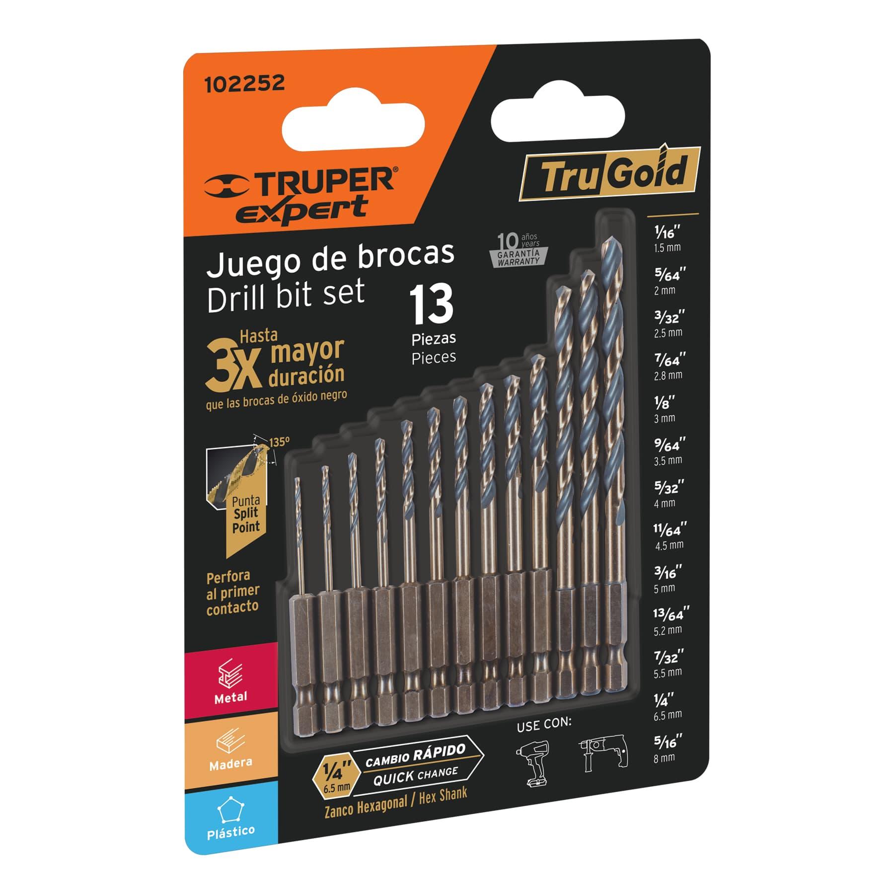 JUEGO DE 13 BROCAS HSS P/METAL ZANCO CAMBIO RÁPIDO, EXPERT