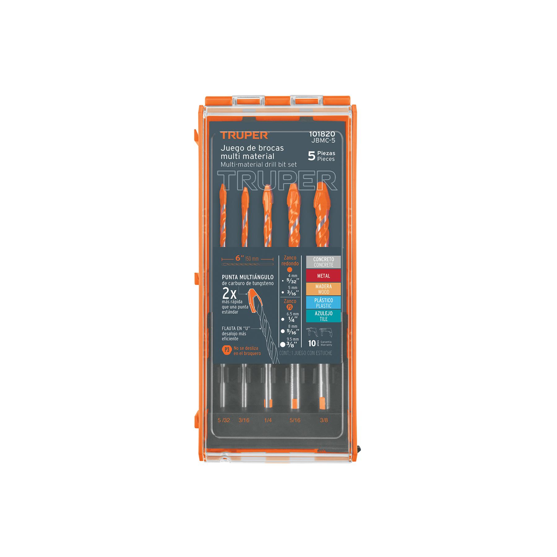 JUEGO DE 5 BROCAS MULTIMATERIAL, TRUPER