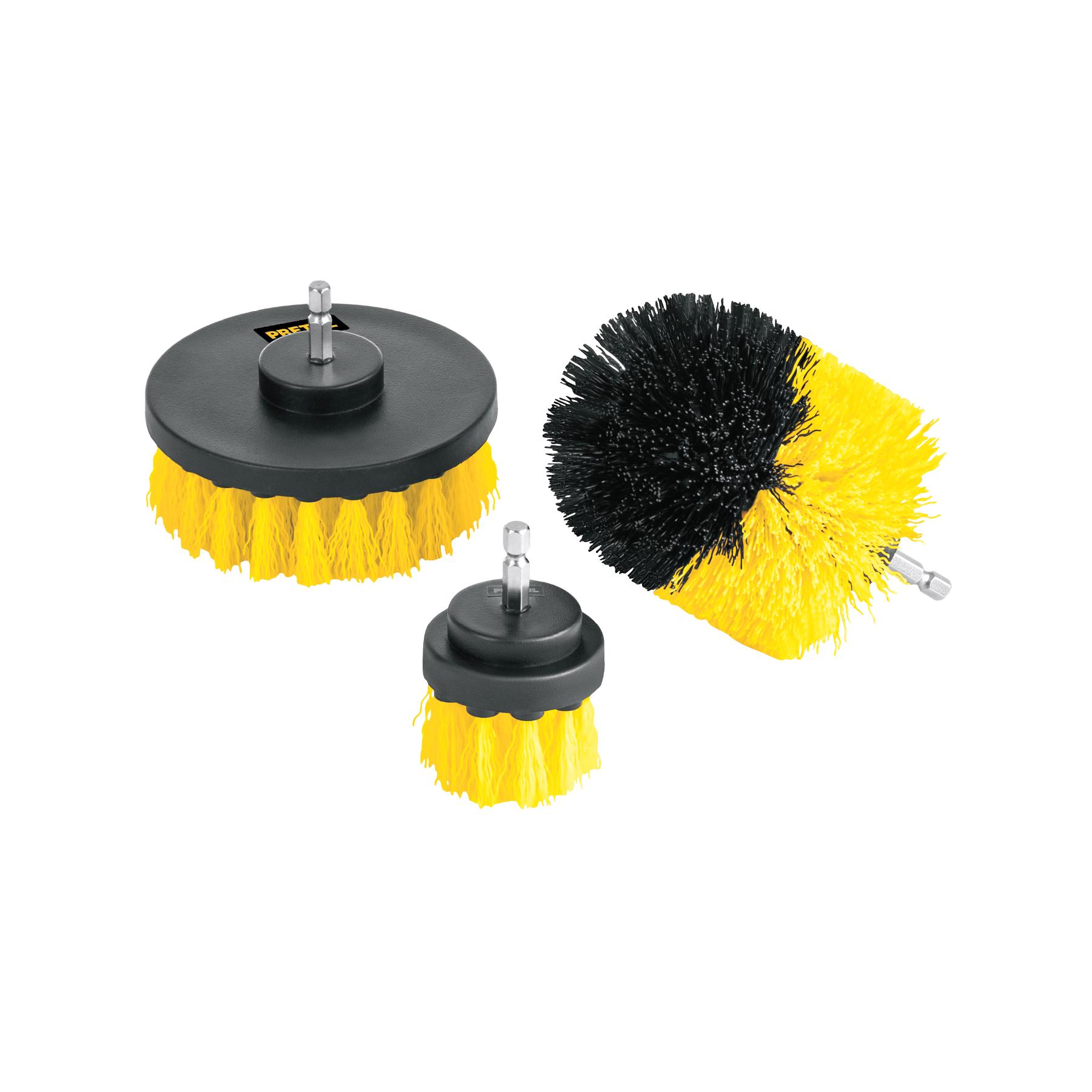 JUEGO DE 3 CEPILLOS MULTISUSOS PARA TALADRO, PRETUL