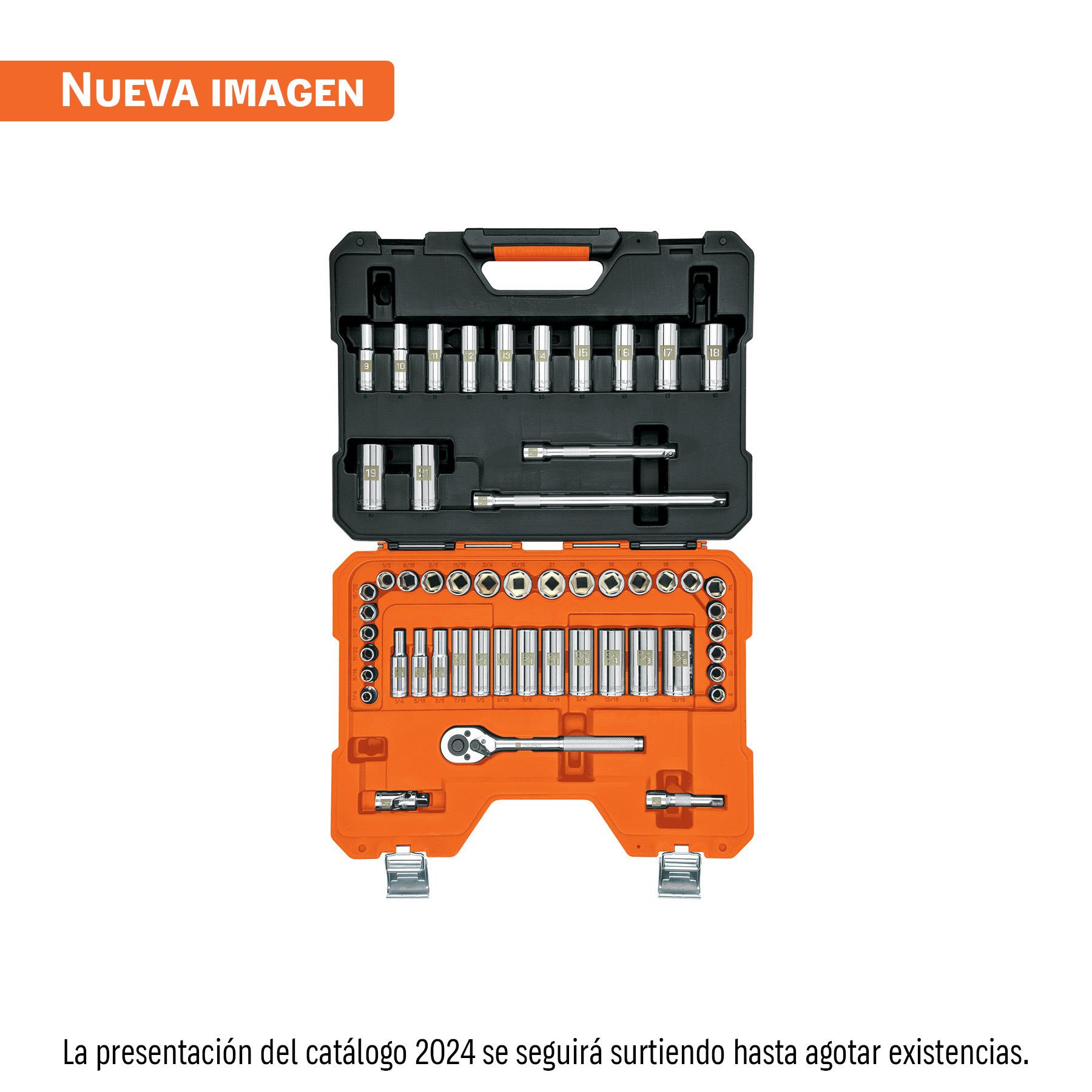 "JUEGO DE AUTOCLÉ CUADRO 3/8"", 53 PIEZAS, STD Y MM"