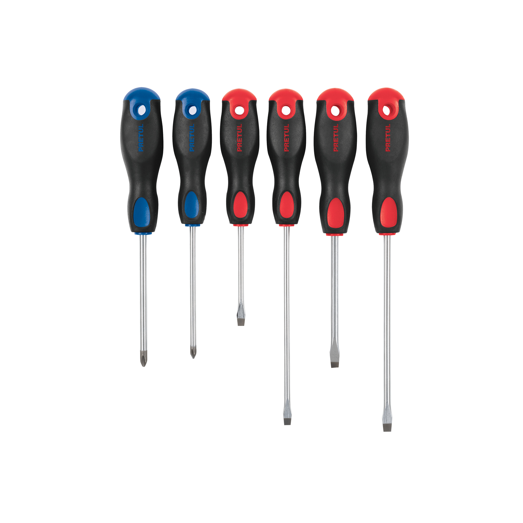 JUEGO DE 6 DESARMADORES MANGO COMFORT GRIP, PRETUL