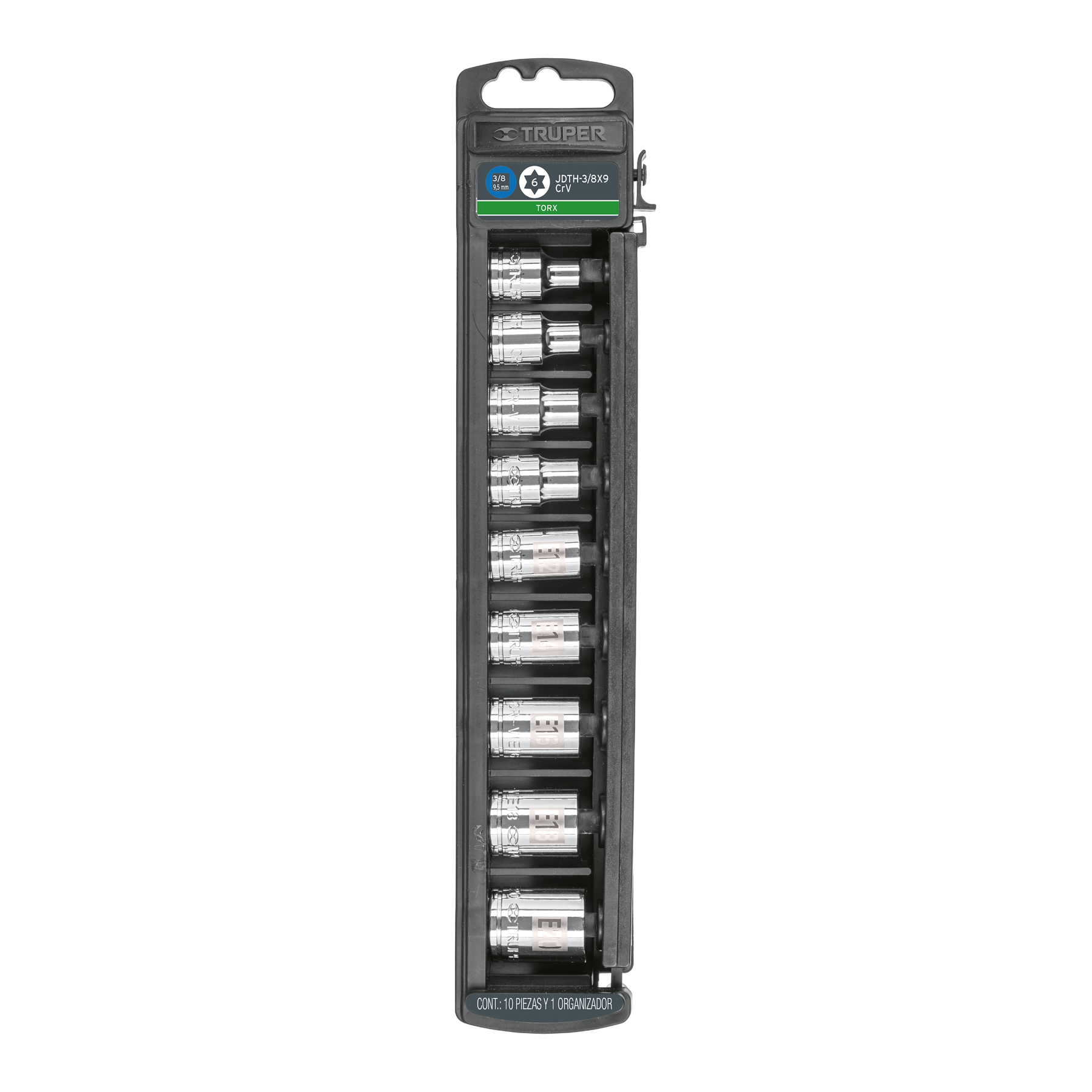 JUEGO DE 9 DADOS CUADRO 3/8' TORX, TRUPER
