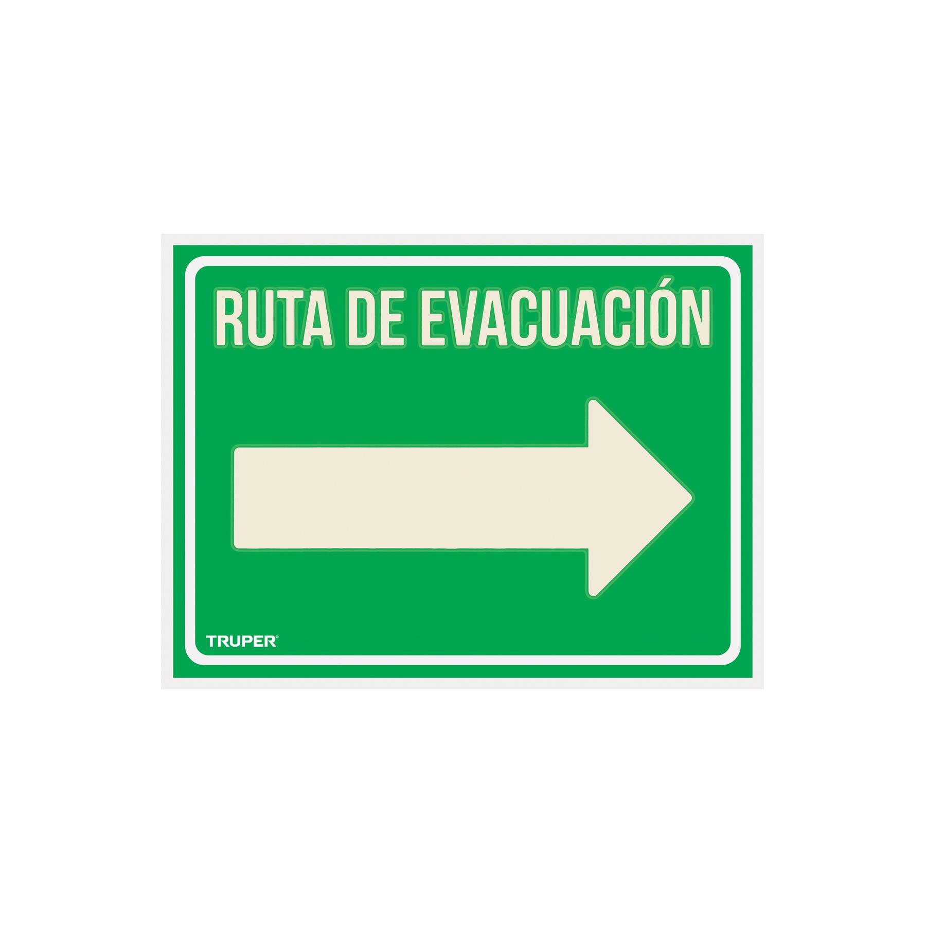 LETRERO DE SEÑALIZACIÓN 'RUTA EVACUACIÓN DERECHA',21 X 28 CM