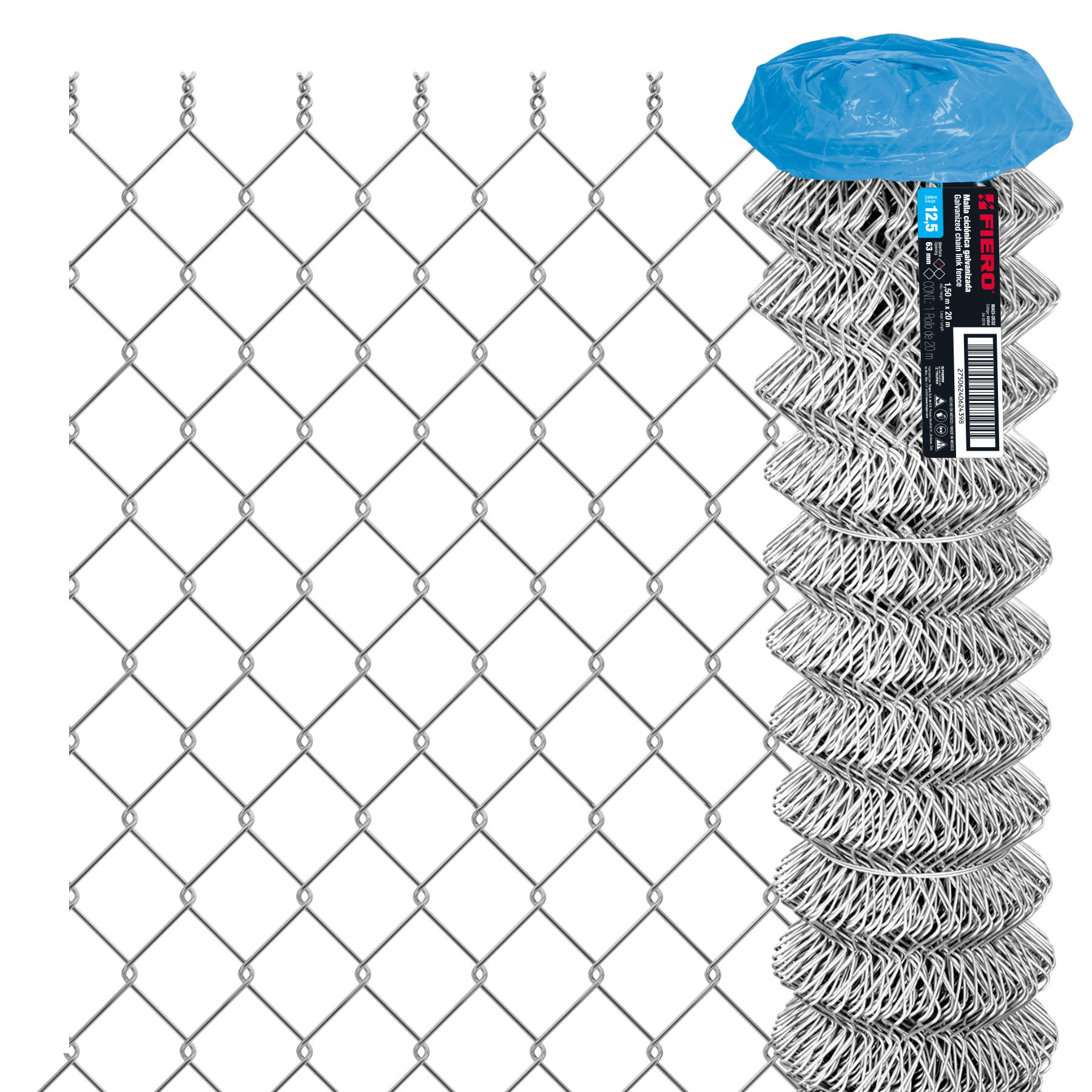 MALLA CICLÓNICA GALVANIZADA, 1.50X20M