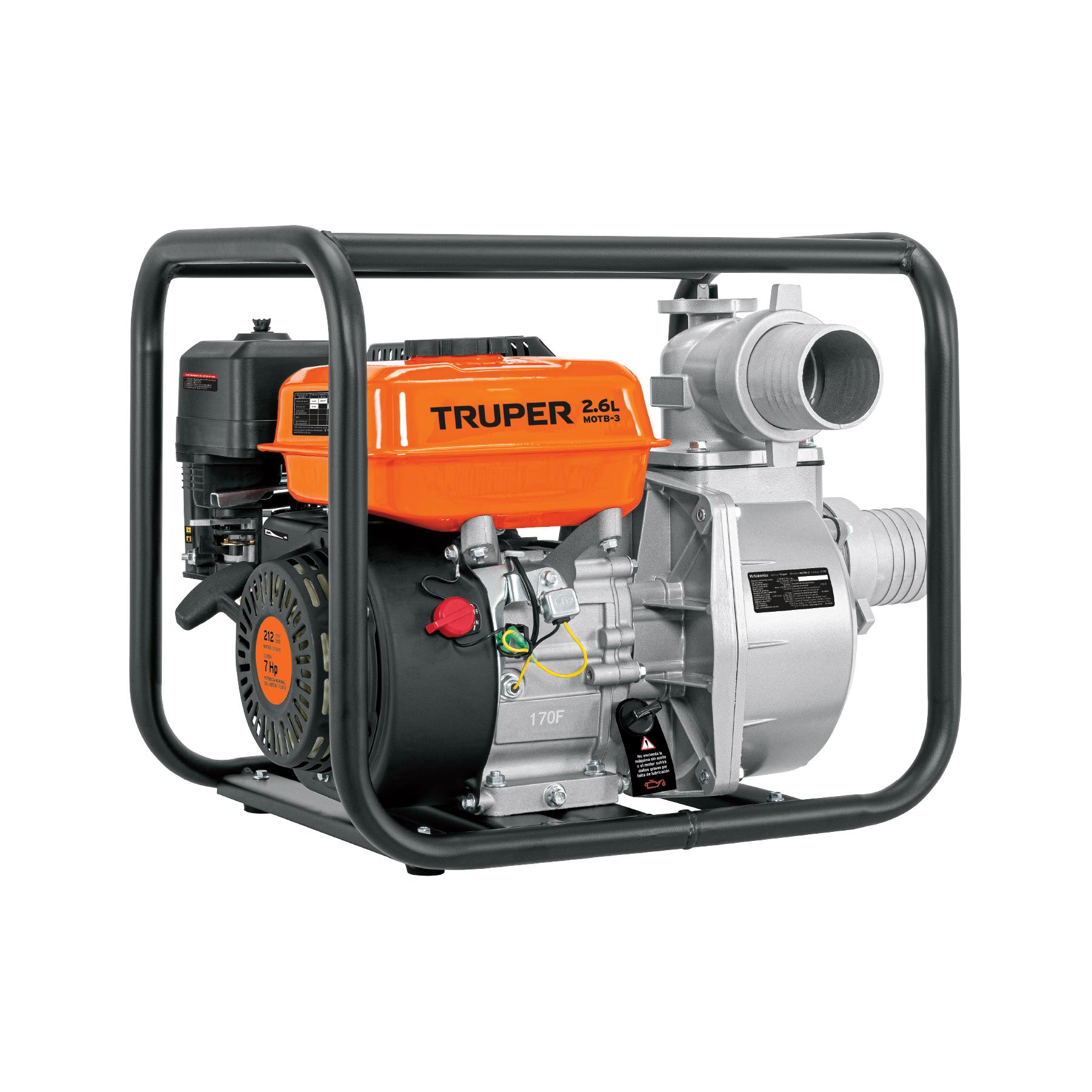 MOTOBOMBA AUTOCEBANTE 3' X 3' A GASOLINA 7 HP, TRUPER