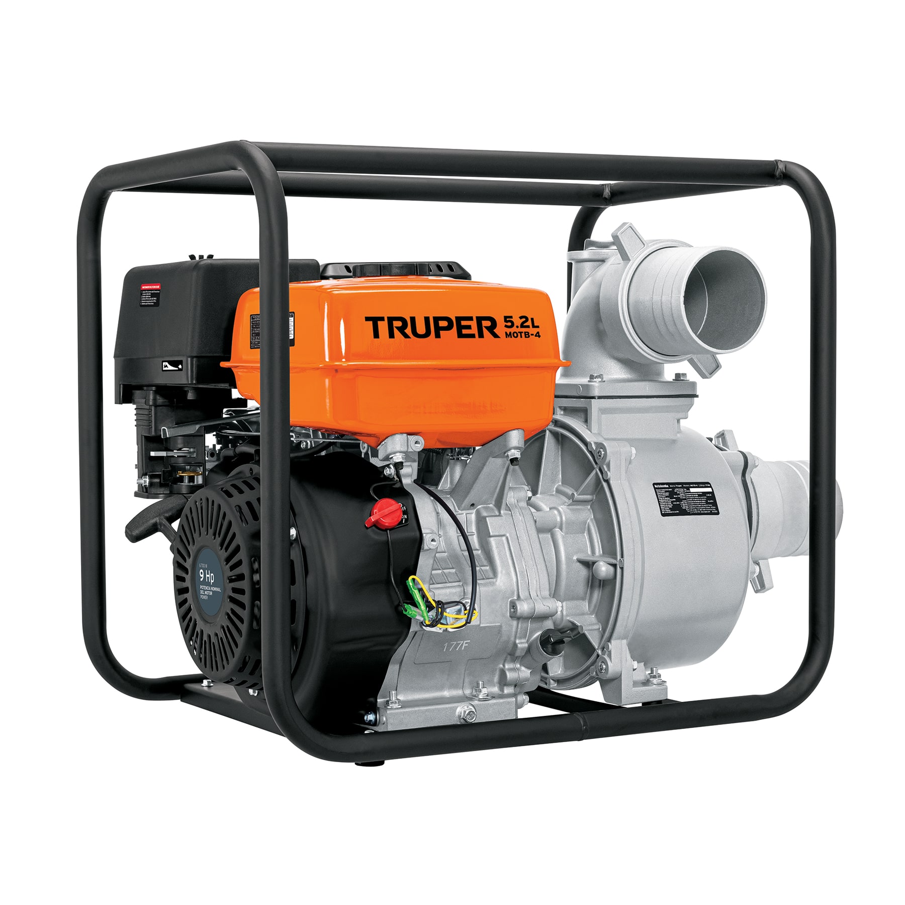 MOTOBOMBA AUTOCEBANTE 4' X 4' A GASOLINA 9 HP, TRUPER