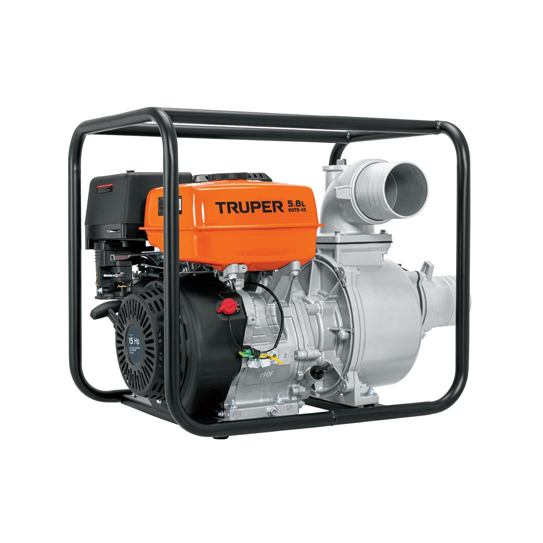 MOTOBOMBA AUTOCEBANTE 4' X 4' A GASOLINA 15 HP, TRUPER