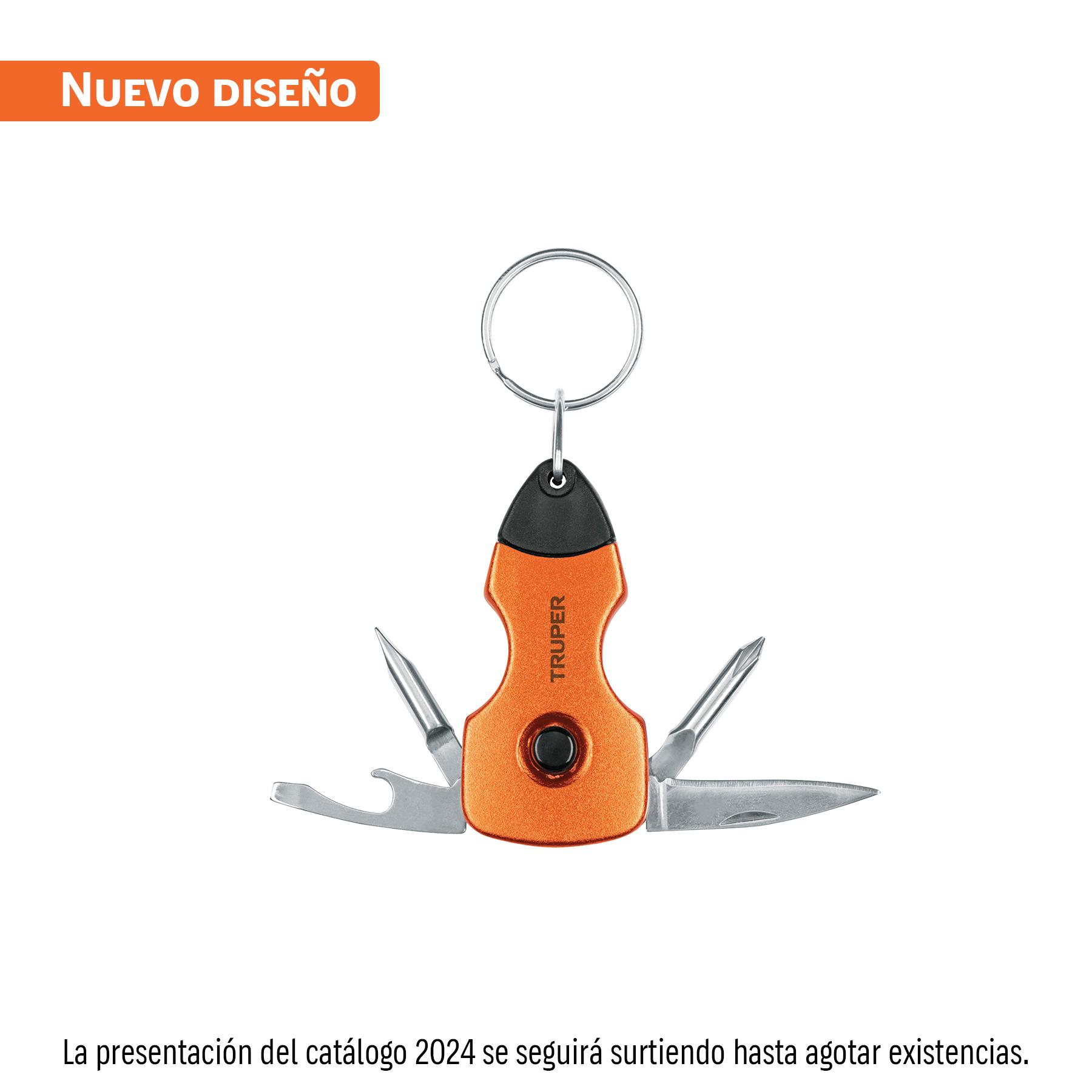 MULTIHERRAMIENTA 6 FUNCIONES, CON LED, TIPO LLAVERO, TRUPER