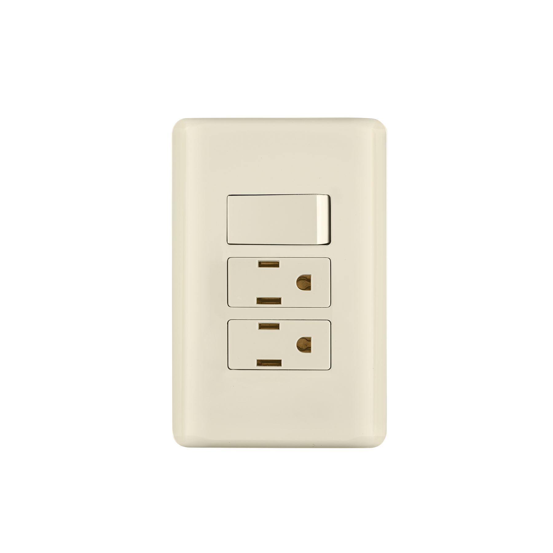 PLACA ARMADA INTERRUPTOR Y 2 CONTACTOS, MARFIL, BASIC