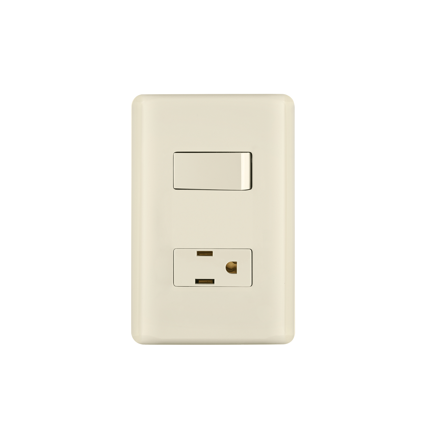 PLACA ARMADA INTERRUPTOR Y CONTACTO, MARFIL, VOLTECK