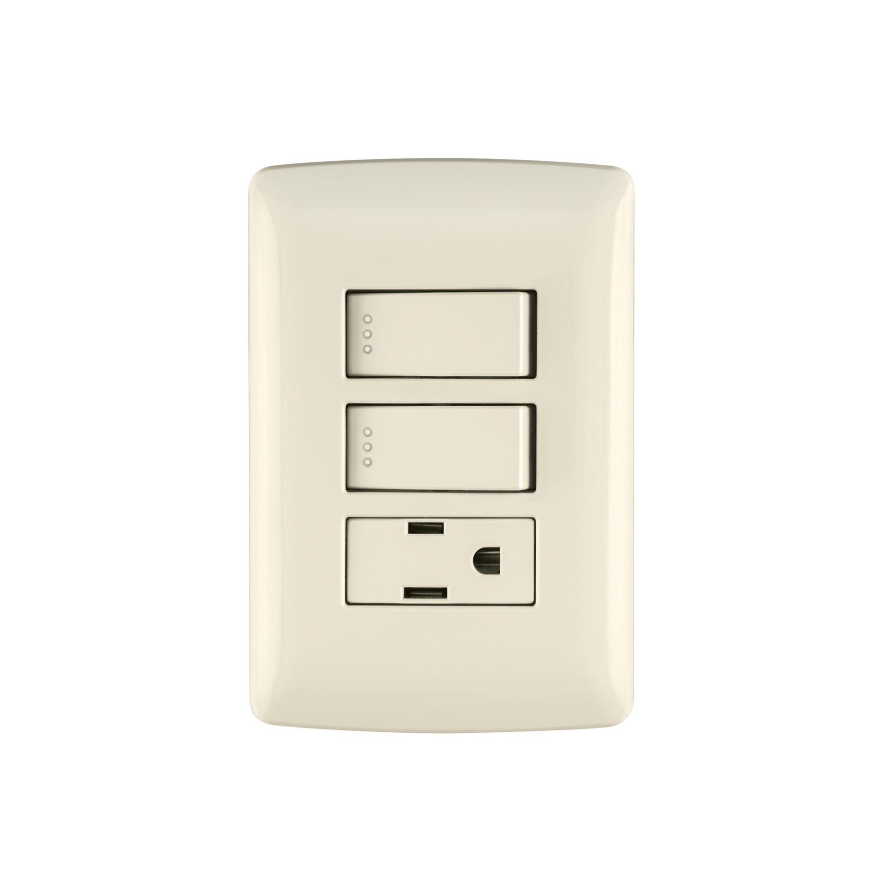 PLACA ARMADA CONTACTO 2 INTERRUPTORES,MARFIL, LÍNEA ITALIANA