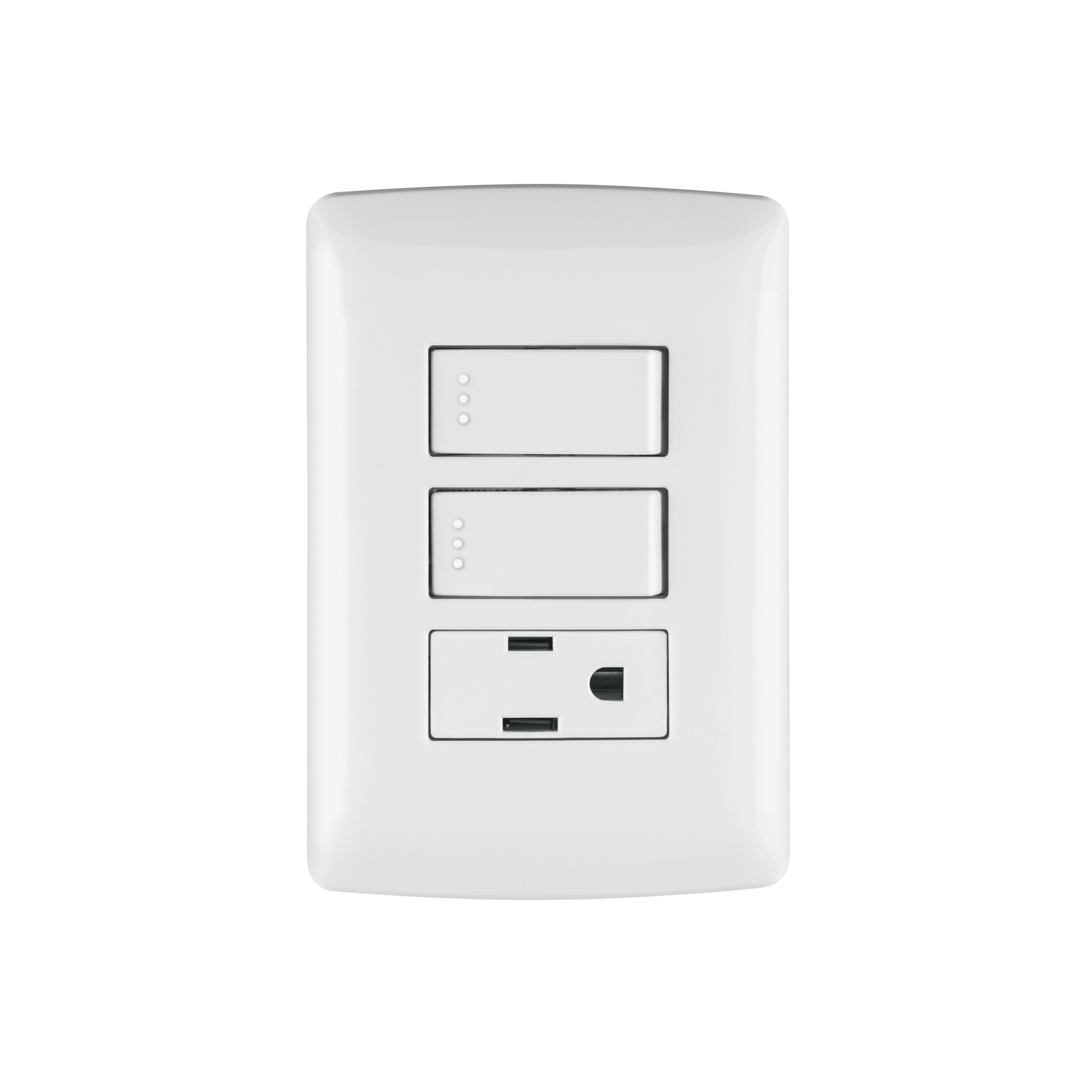 PLACA ARMADA CONTACTO 2 INTERRUPTORES,BLANCO, LÍNEA ITALIANA