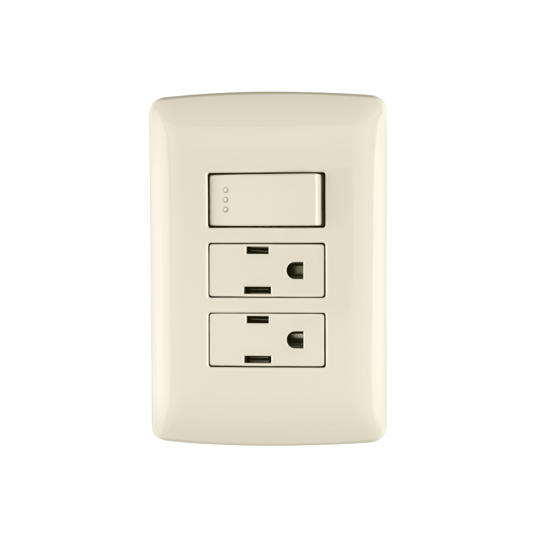 PLACA ARMADA 2 CONTACTOS E INTERRUPTOR,MARFIL,LÍNEA ITALIANA