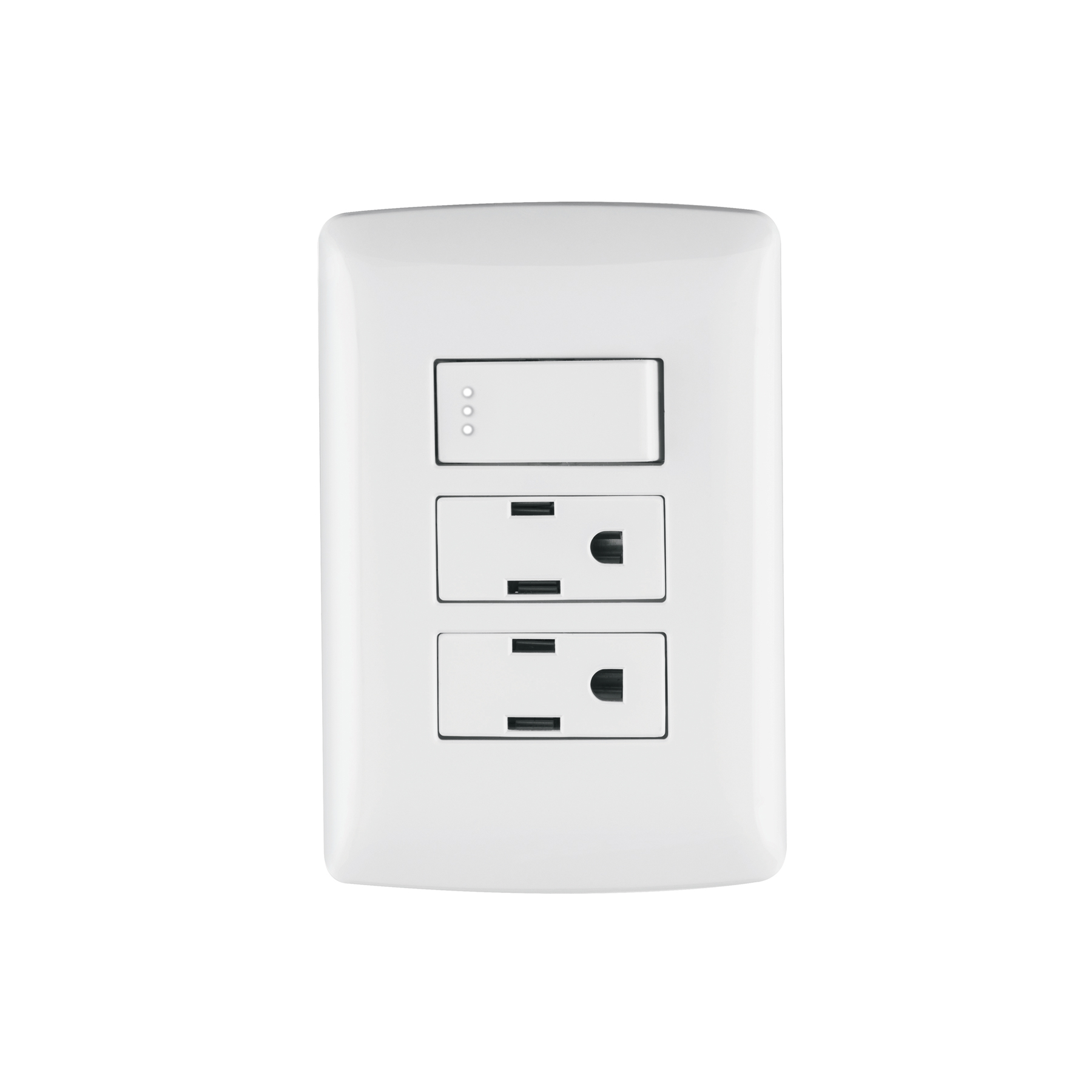 PLACA ARMADA 2 CONTACTOS E INTERRUPTOR,BLANCO,LÍNEA ITALIANA