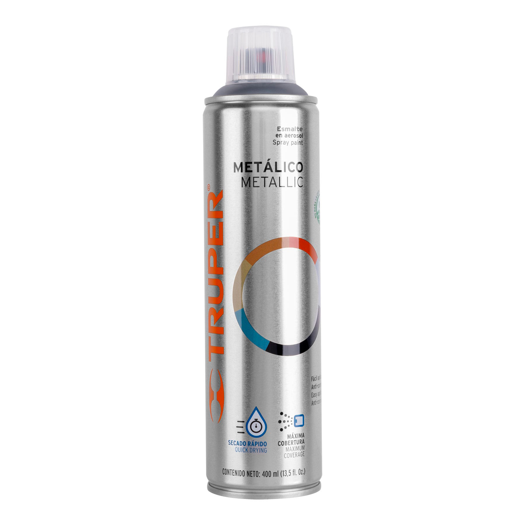 PINTURA EN AEROSOL, CROMO METÁLICO, BOTE ESBELTO, 400 ML