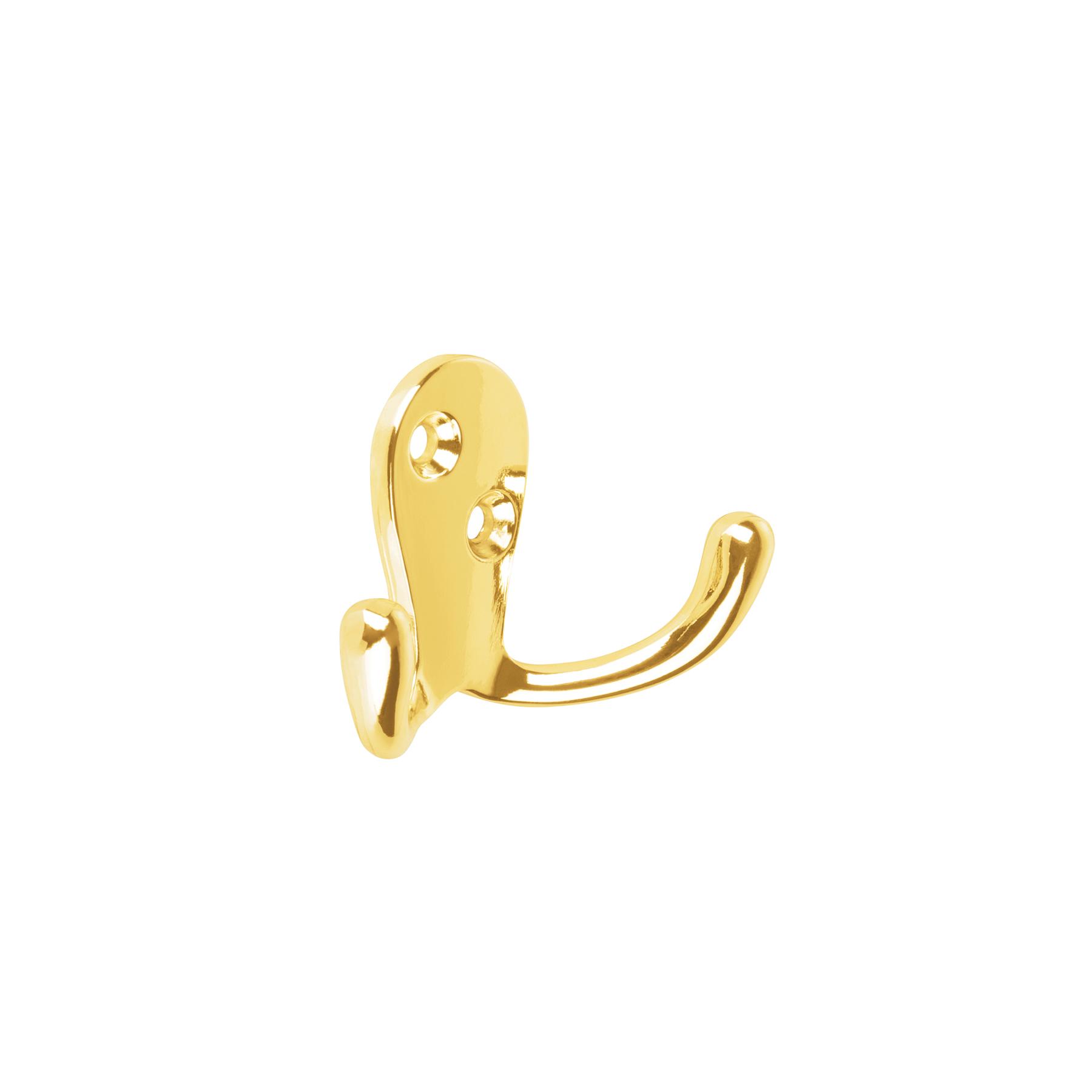 GANCHO DOBLE TIPO PERCHERO, LATÓN BRILLANTE, HERMEX