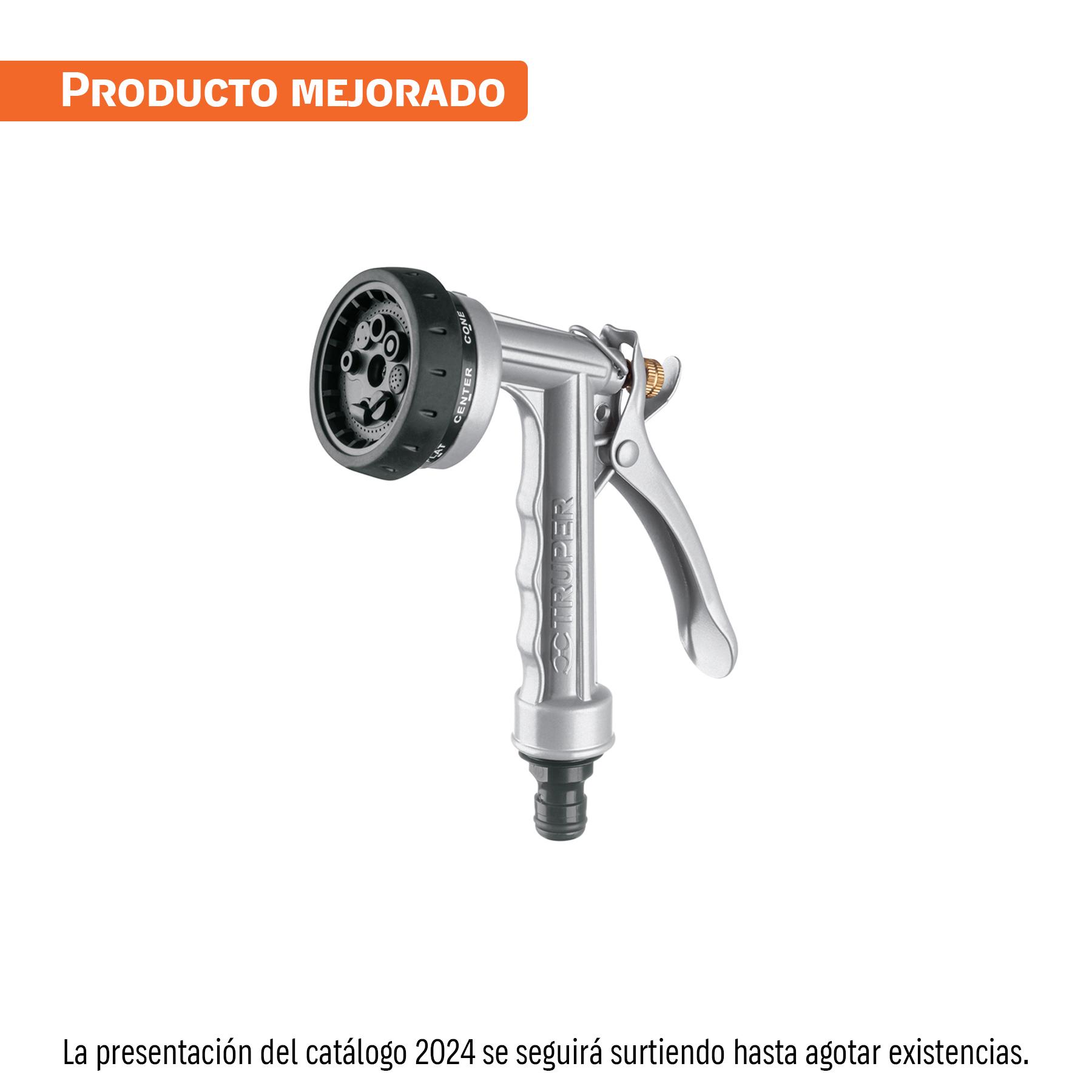 PISTOLA PARA RIEGO DE 8 FUNCIONES METÁLICA, TRUPER