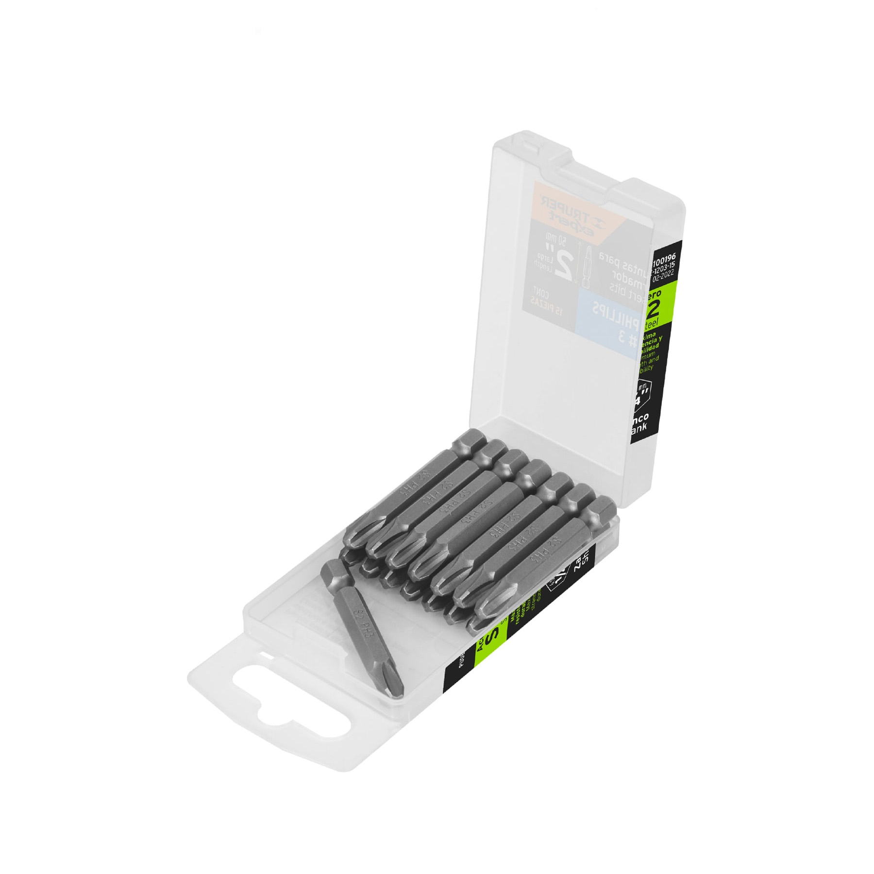 ESTUCHE CON 15 PUNTAS DE CRUZ PH3 LARGO 2', TRUPER EXPERT