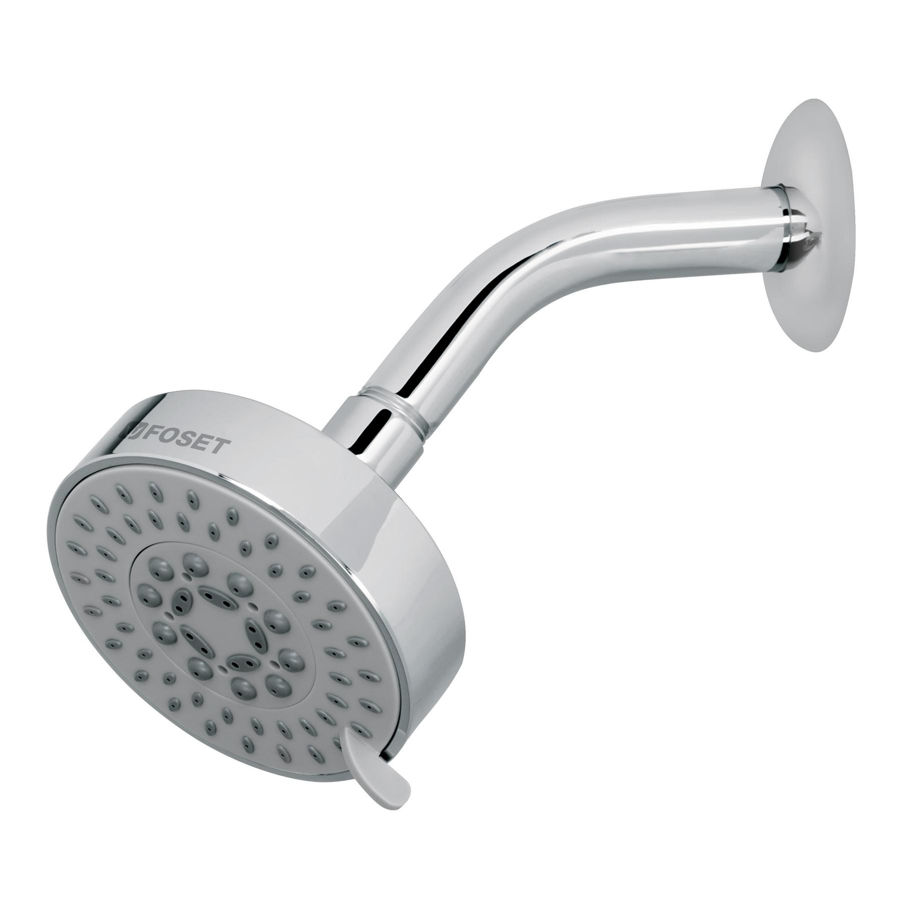 REGADERA CROMO 4'CON 5 FUNCIONES, CON BRAZO, FOSET ELEMENT