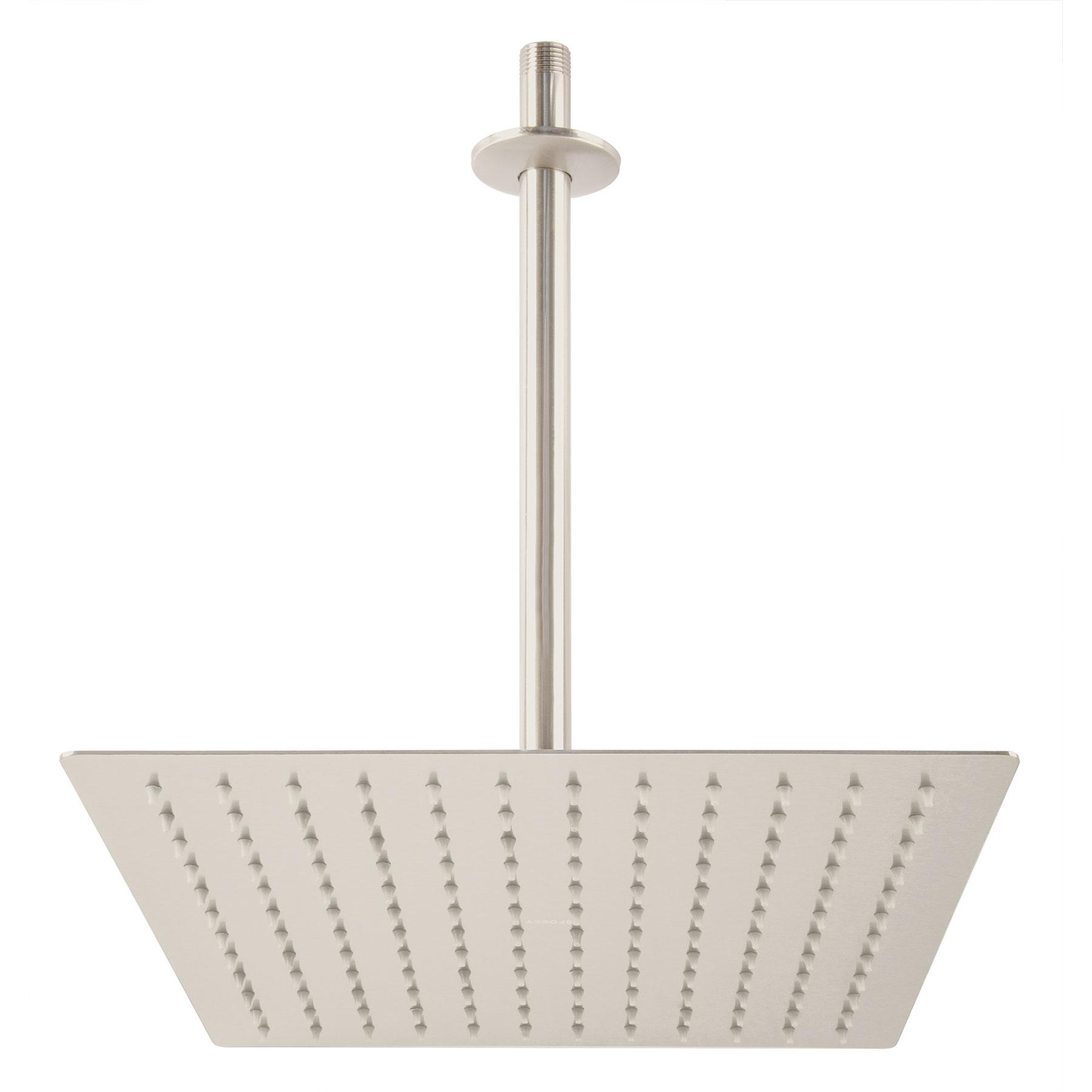 REGADERA SATÍN 12' PLATO CUADRADO DELGADO CON BRAZO, RIVIERA