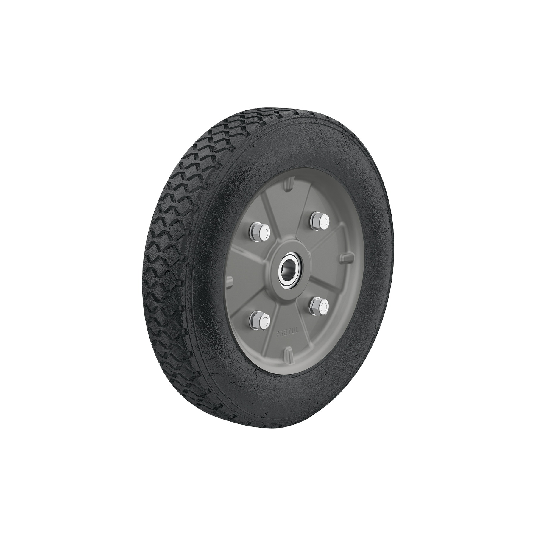 RUEDA DE HULE SÓLIDO 10' PARA DIABLO, DOBLE BALERO, PRETUL
