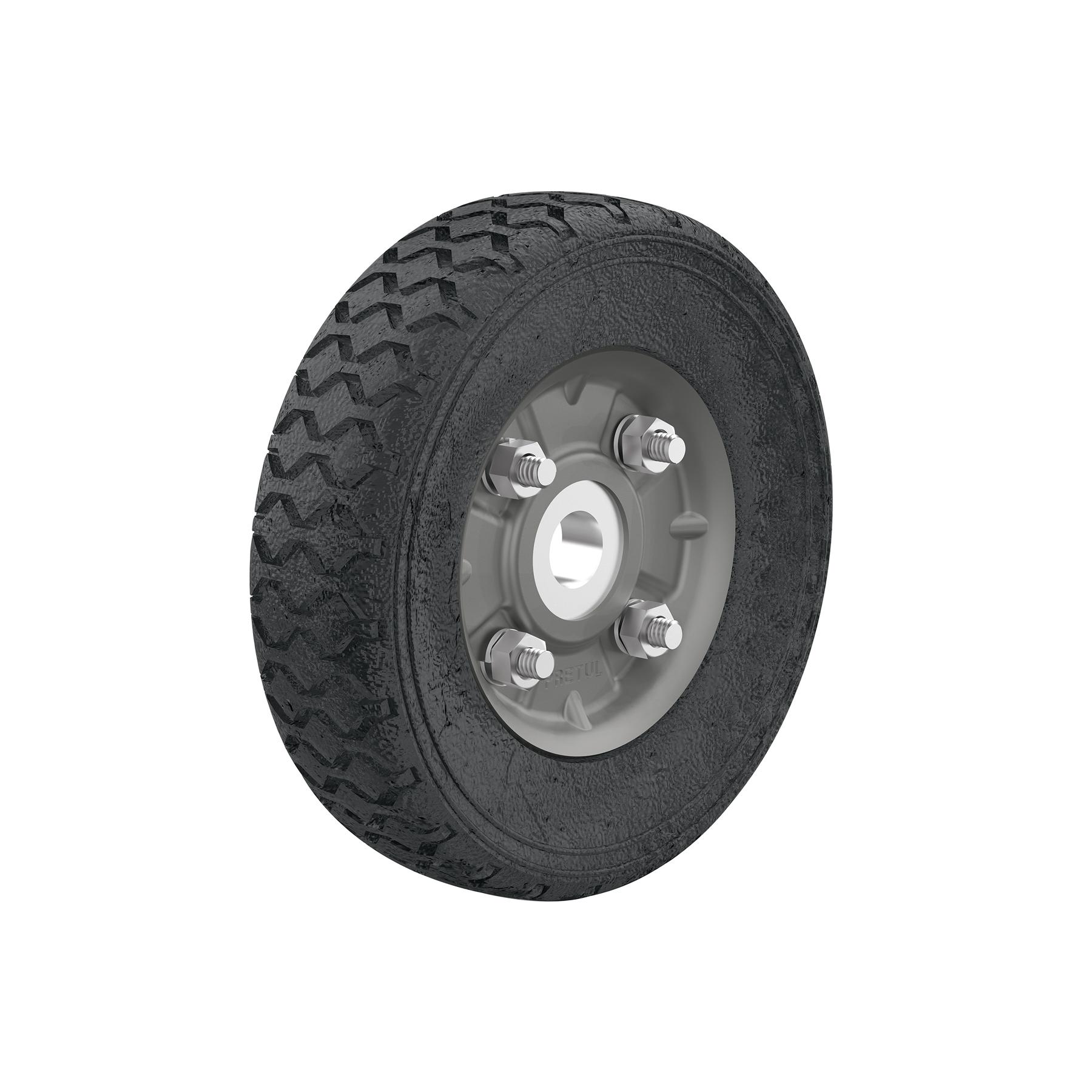 RUEDA DE HULE SÓLIDO 6' PARA DIABLO, UN BALERO, PRETUL