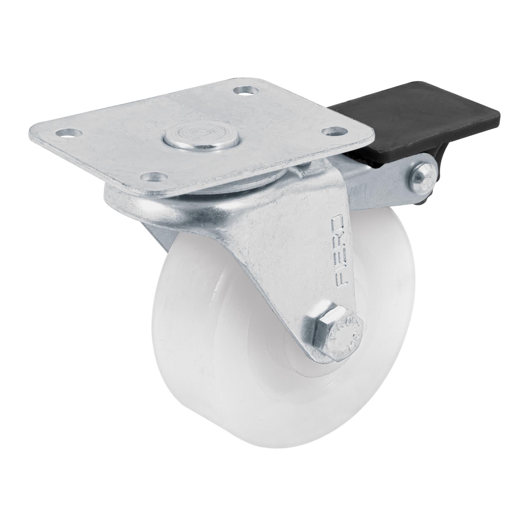 RODAJA DE POLIETILENO 2-1/2' PLACA GIRATORIA, CON FRENO