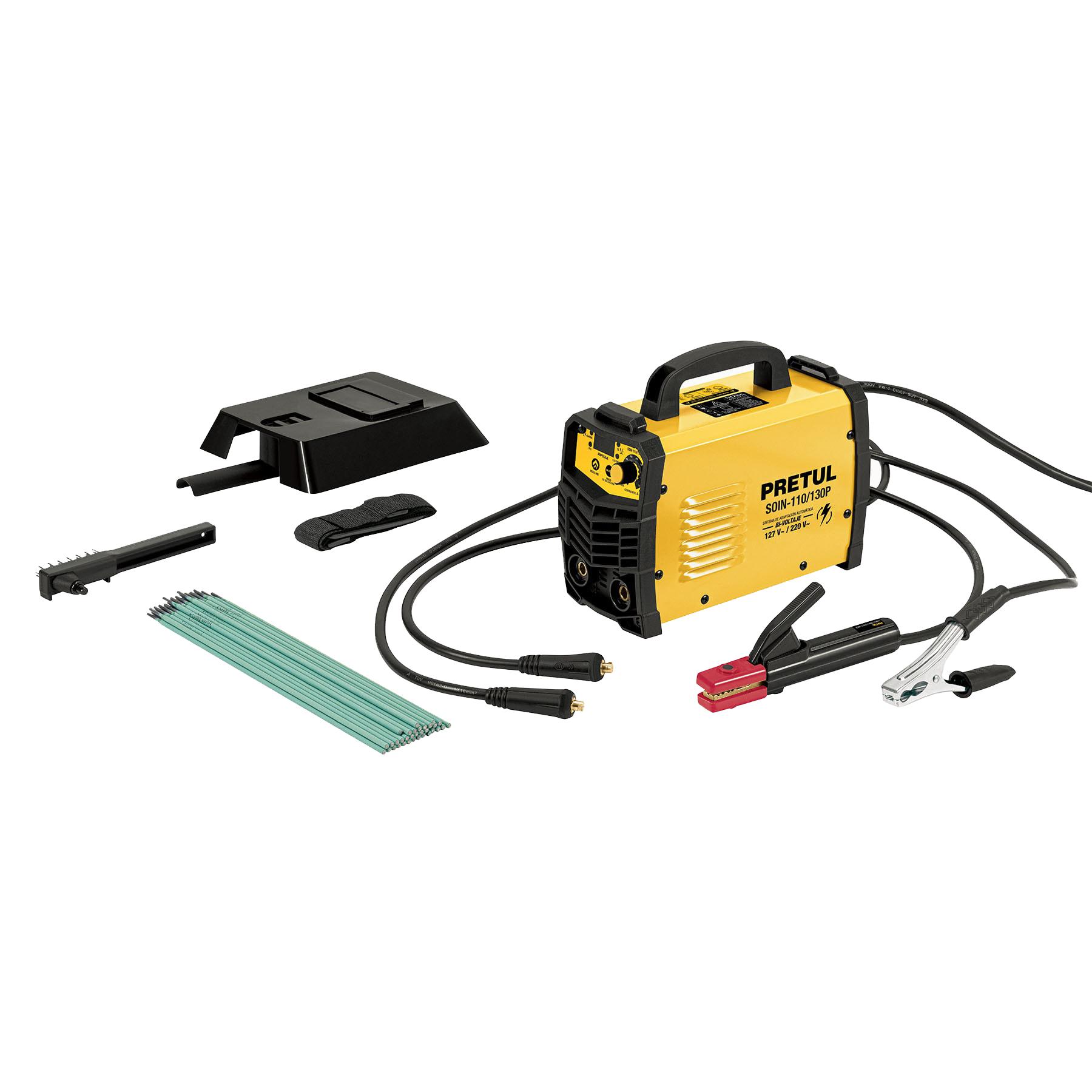 SOLDADORA INVERSORA, 130A, BI-VOLTAJE 127/220V, PRETUL