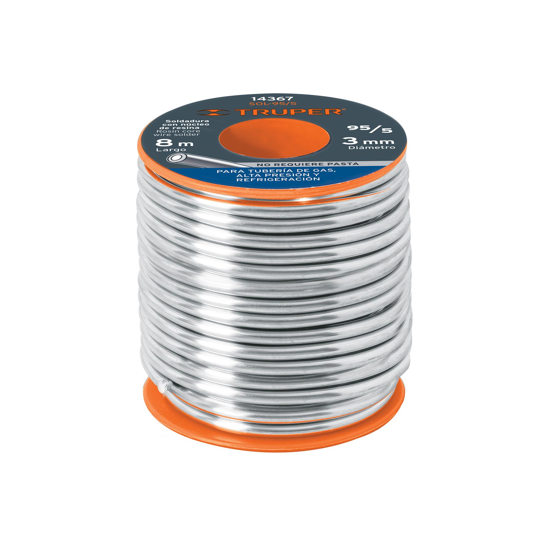 SOLDADURA CON NÚCLEO RESINA 95/5, TUBERÍA DE GAS, 450 G