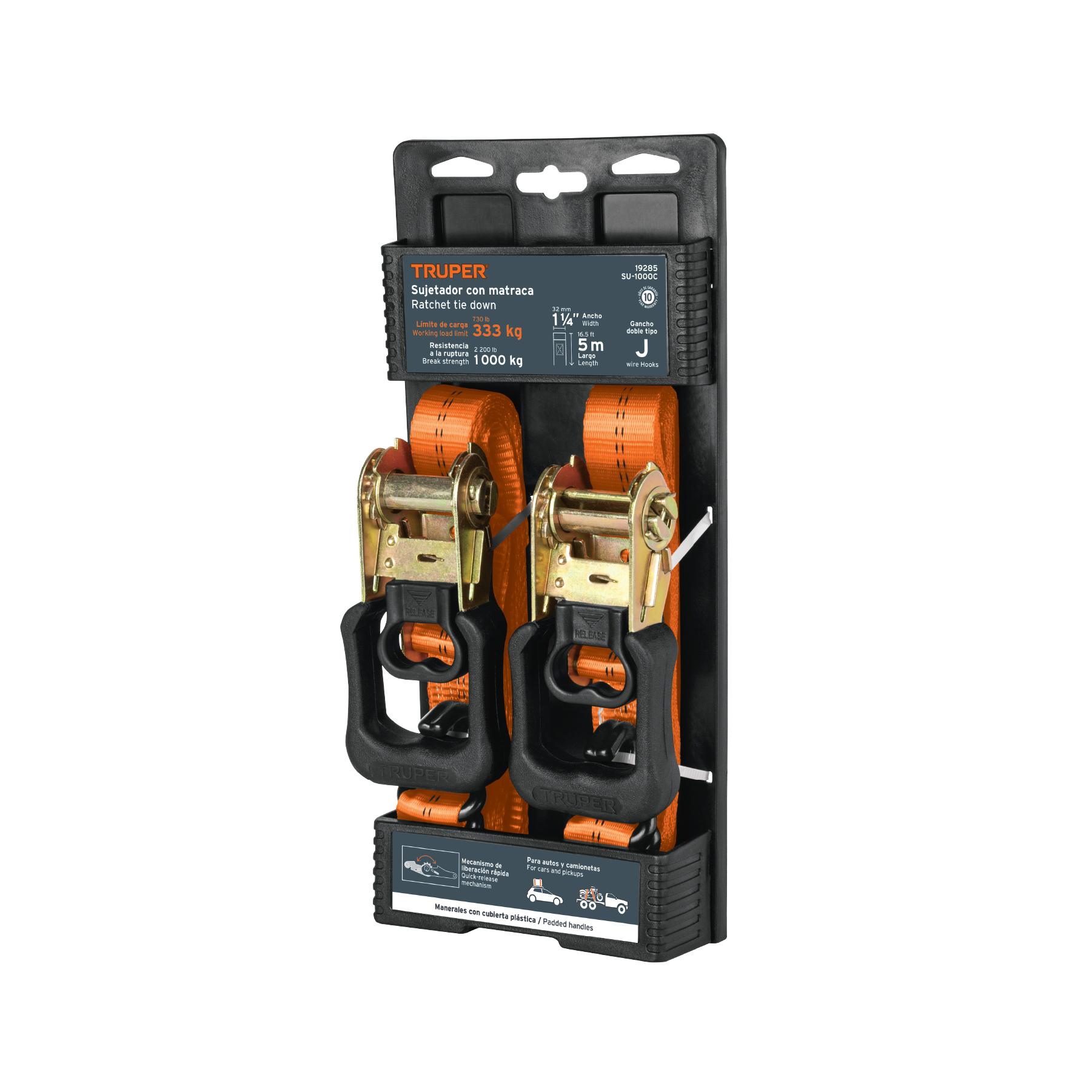 JUEGO DE 2 SUJETADORES CON MATRACA CARGA MÁXIMA 1000 KG