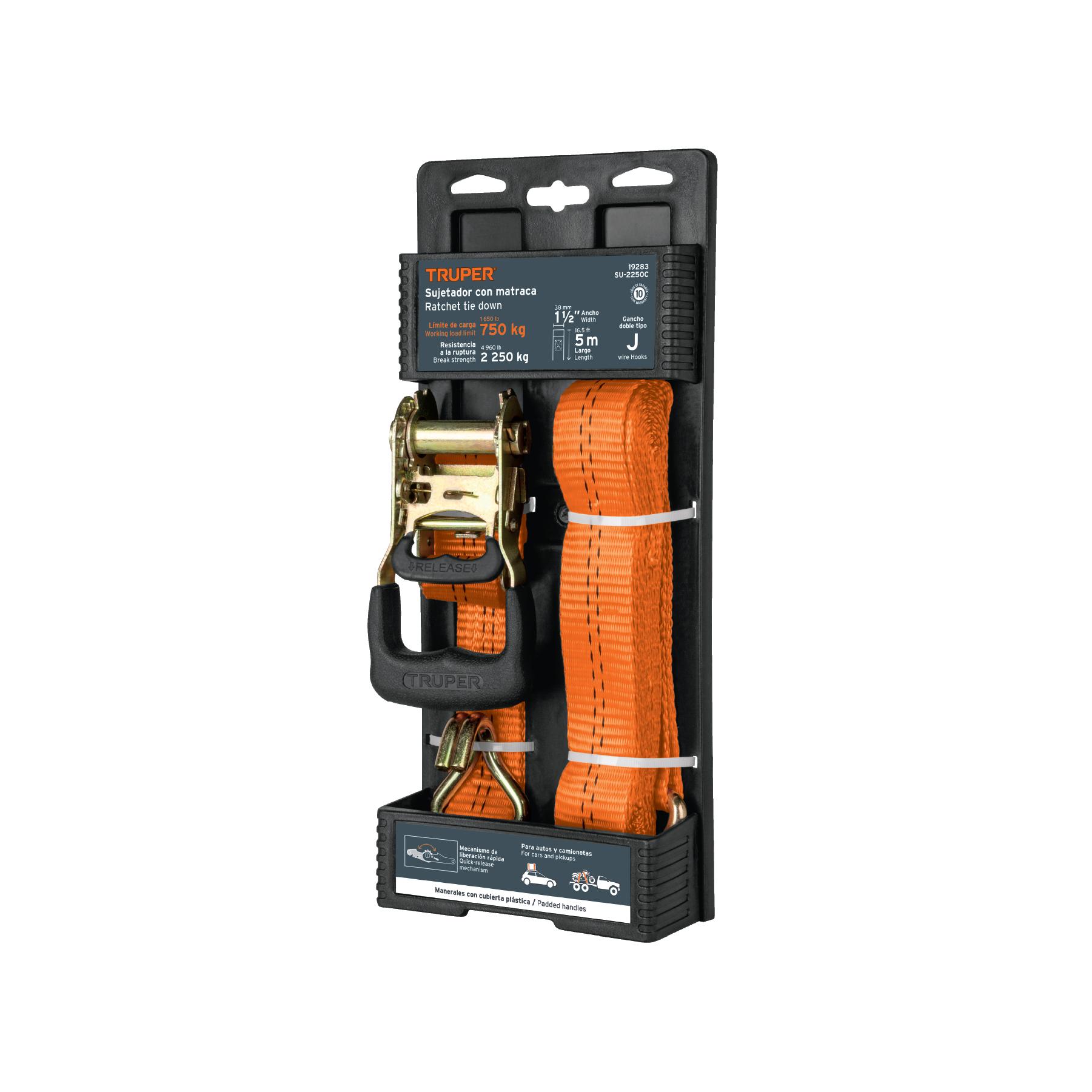 SUJETADOR CON MATRACA CARGA MÁXIMA 2250 KG, TRUPER