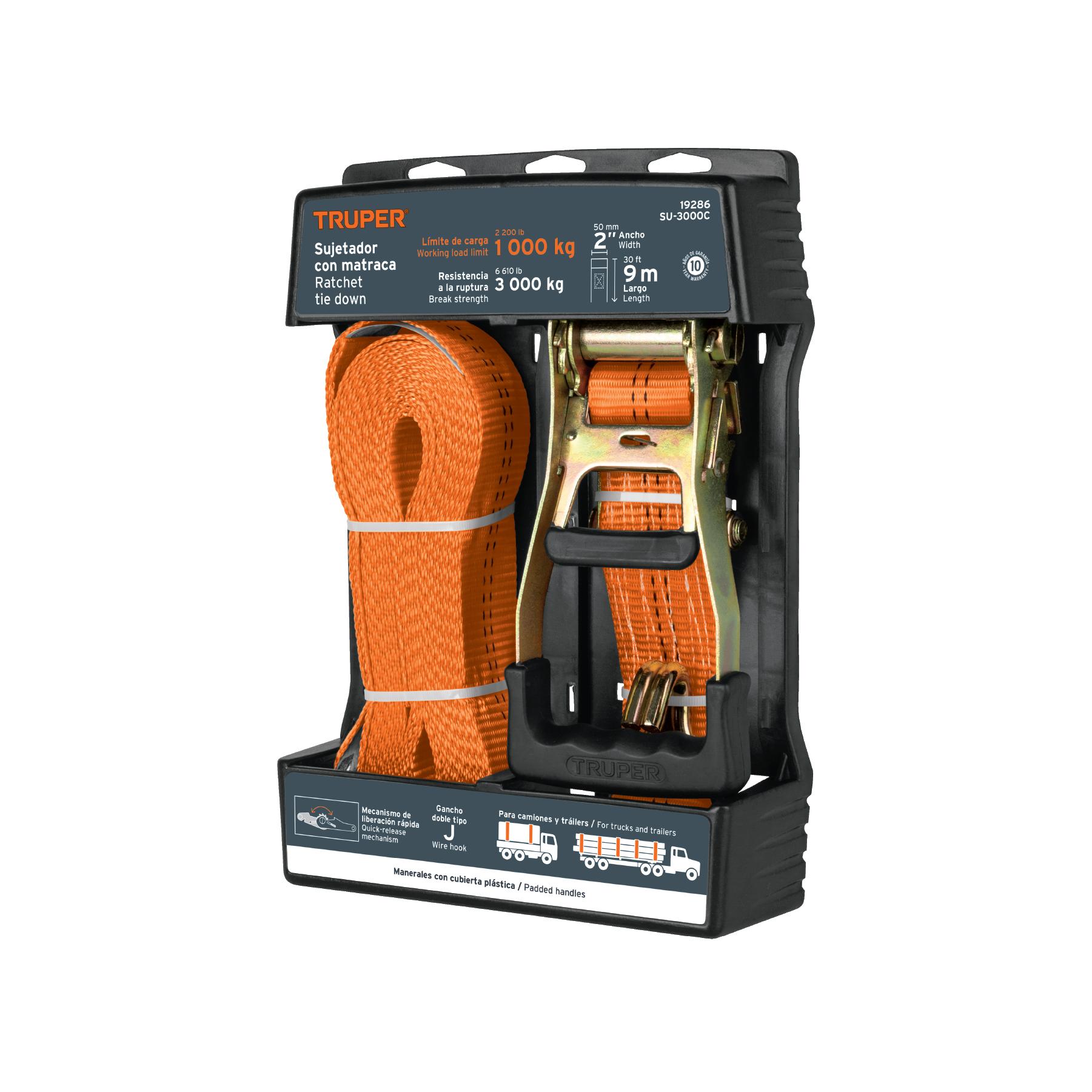 SUJETADOR CON MATRACA CARGA MÁXIMA 3000 KG, TRUPER