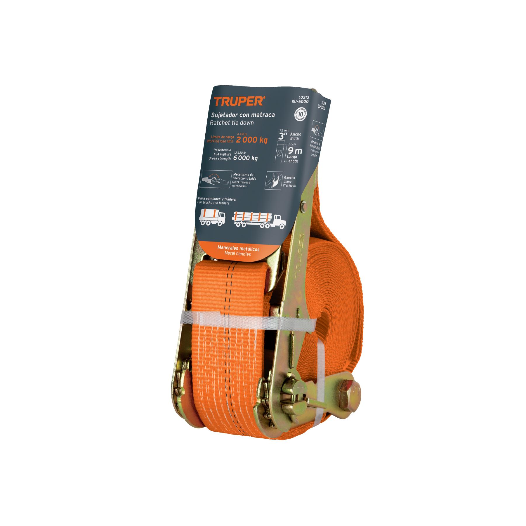 SUJETADOR CON MATRACA CARGA MÁXIMA 6000 KG, TRUPER
