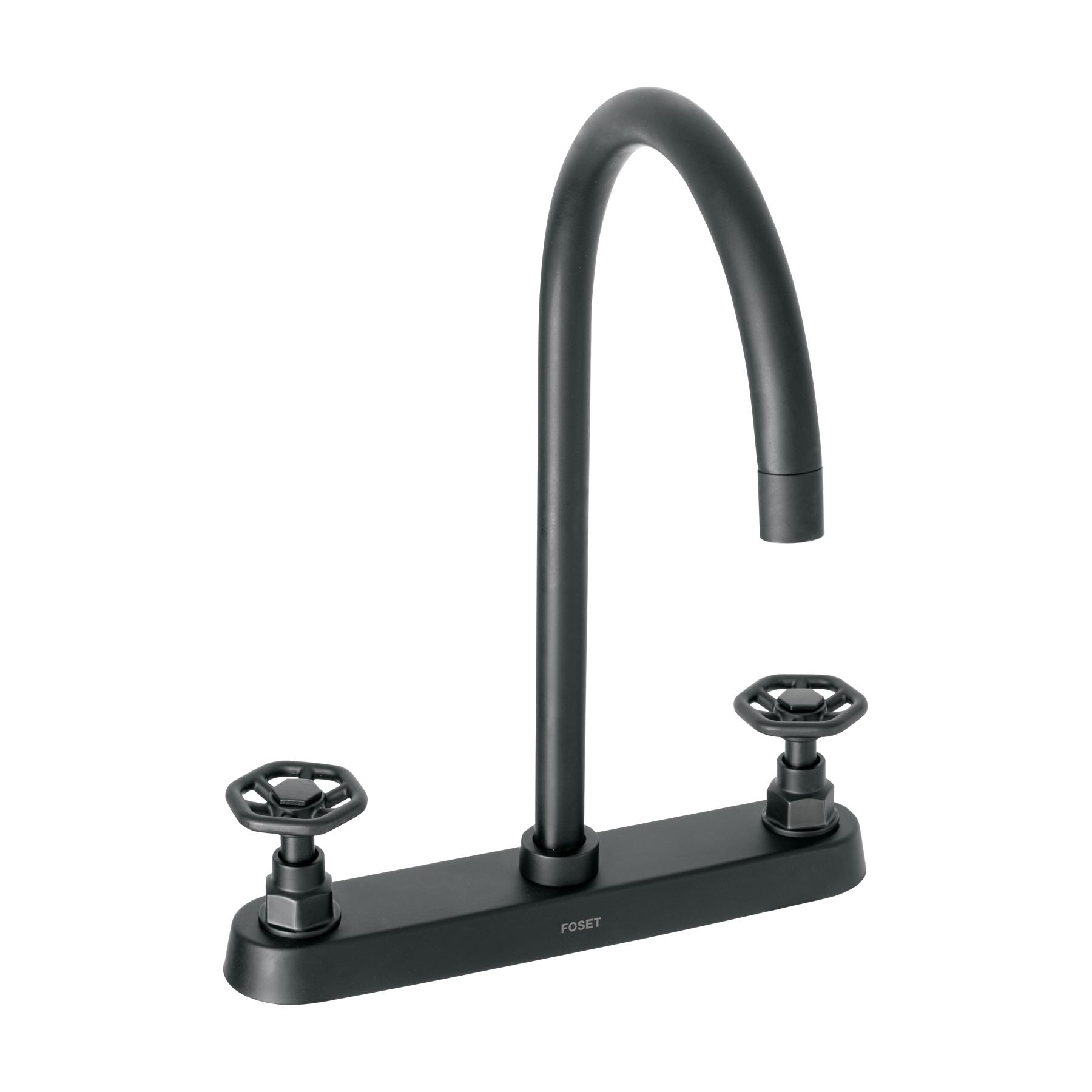 MEZCLADORA P/FREGADERO,MANERALES REDONDOS,NEGRO MATE,TUBIG