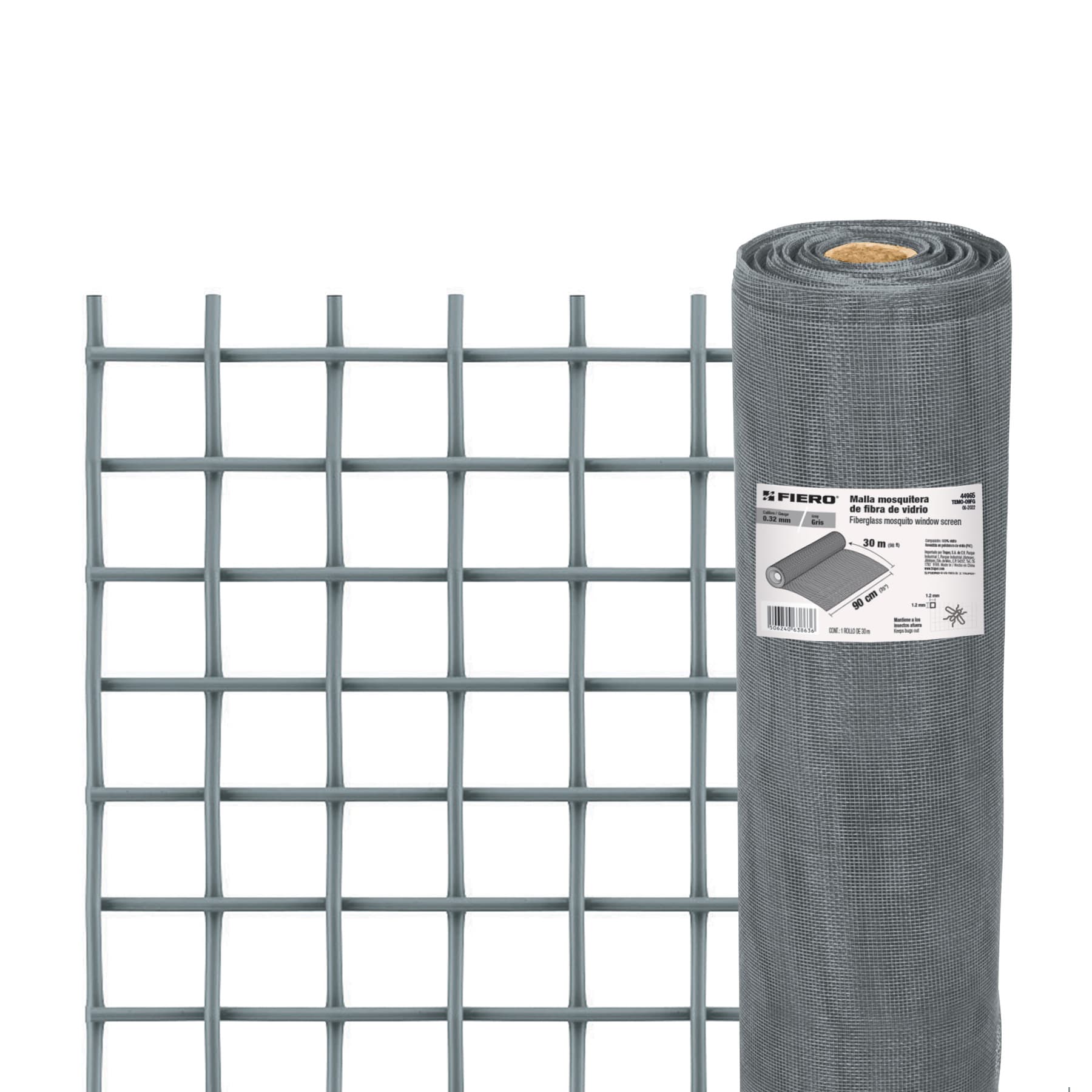 ROLLO DE 30 M X 0.9 M MALLA MOSQUITERA FIBRA DE VIDRIO GRIS