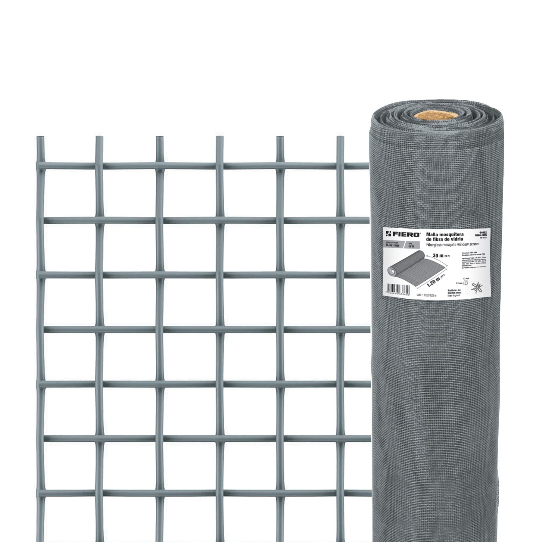 ROLLO DE 30 M X 1.2 M MALLA MOSQUITERA FIBRA DE VIDRIO GRIS
