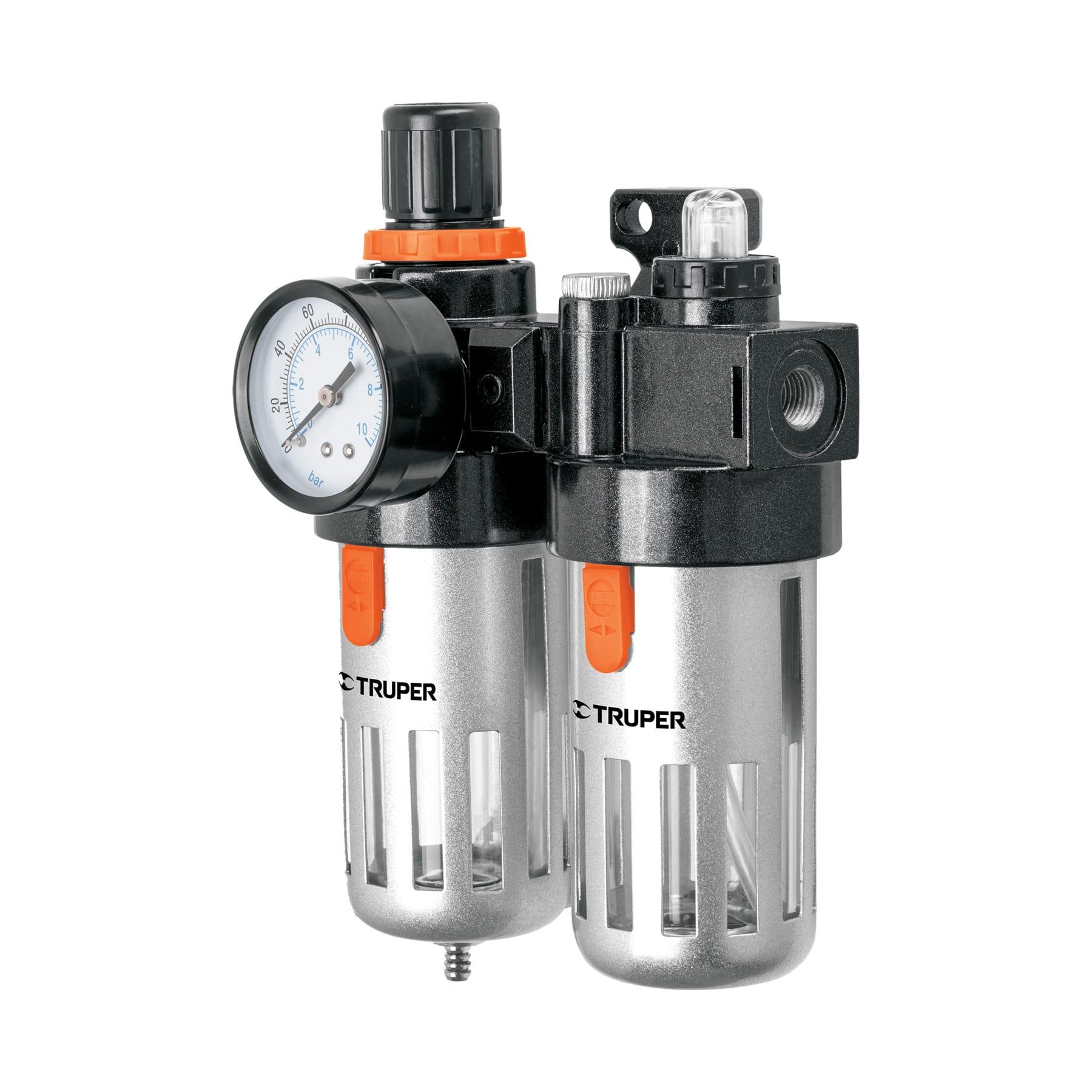 FILTRO Y REGULADOR DE AIRE CON MÓDULO DE LUBRICACIÓN, TRUPER